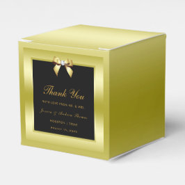 Caja Para Regalos Boda Glamurosa con Arco de Oro y Negro