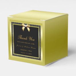 Caja Para Regalos Boda Glamurosa con Lazo Dorado y Brillo Negro