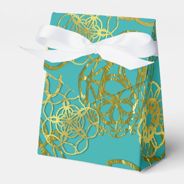 Caja Para Regalos Boda Gold Floral Mandalas  Bridal Shower Fiesta (Front Side)