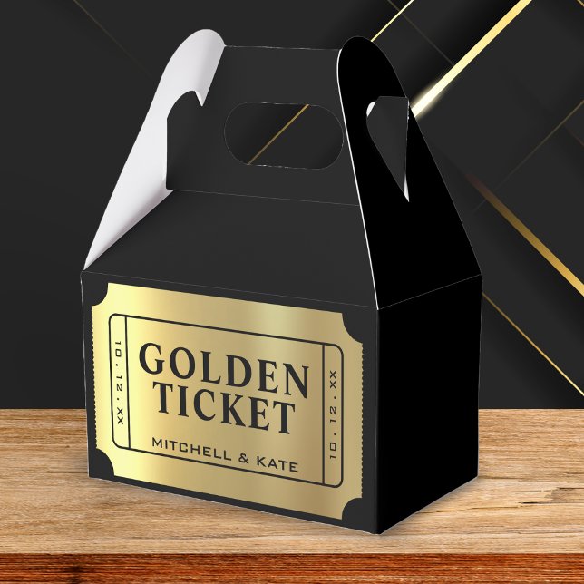 Caja Para Regalos Boda Golden Ticket Black & Gold (Subido por el creador)