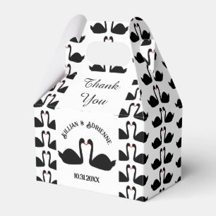 Caja Para Regalos Boda Gótica Besándose Cisnes Negros Personalizado