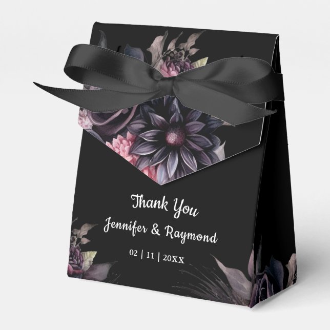 Caja Para Regalos Boda gótico de Black Florals (Front Side)