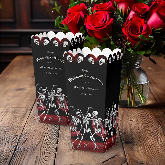 Caja Para Regalos Boda gótico de esqueletos de danza de muerte roja (Subido por el creador)