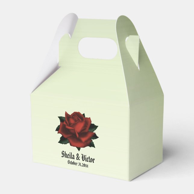 Caja Para Regalos Boda gótico de la rosa roja personalizada (Front Side)