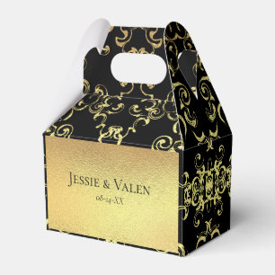 Caja Para Regalos Boda gótico de Swirl Black Gold