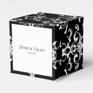 Caja Para Regalos Boda gótico de Swirl negro y blanco