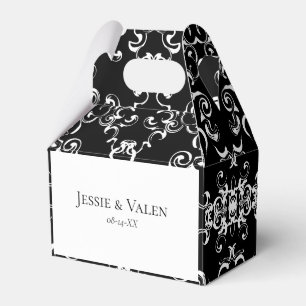 Caja Para Regalos Boda gótico de Swirl negro y blanco