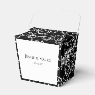 Caja Para Regalos Boda gótico de Swirl negro y blanco