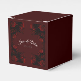 Caja Para Regalos Boda gótico elegante floral rojo profundo