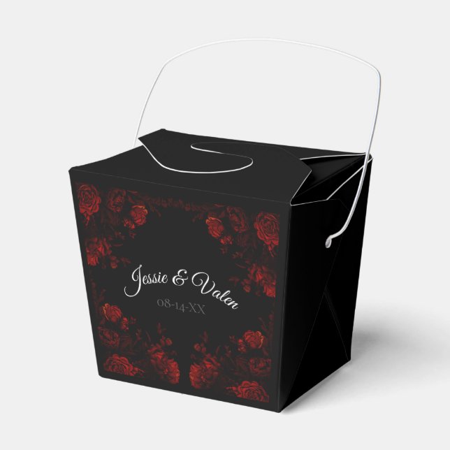 Caja Para Regalos Boda gótico elegante floral rojo profundo (Front Side)
