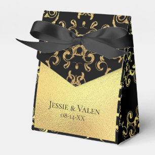 Caja Para Regalos Boda gótico Gold & Black Swirl