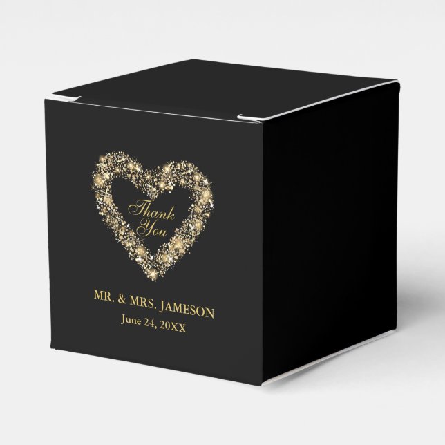 Caja Para Regalos Boda Gracias Casilla de Favor de Boda de Oro (Costado Anverso)