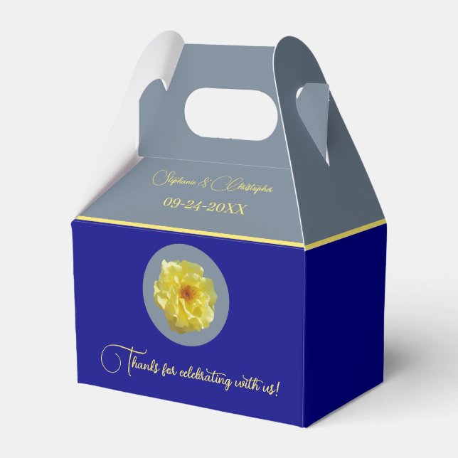 Caja Para Regalos Boda Gris de pizarra azul de la marina Rosa (Front Side)