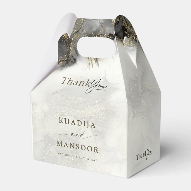 Caja Para Regalos Boda islámico de tinta negra moderna gracias (Front Side)