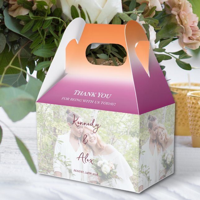 Caja Para Regalos Boda Lésbica Foto Orgullo Gradiente Gracias (Subido por el creador)
