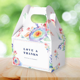 Caja Para Regalos Boda LGBTQ moderno con flores de arcoiris