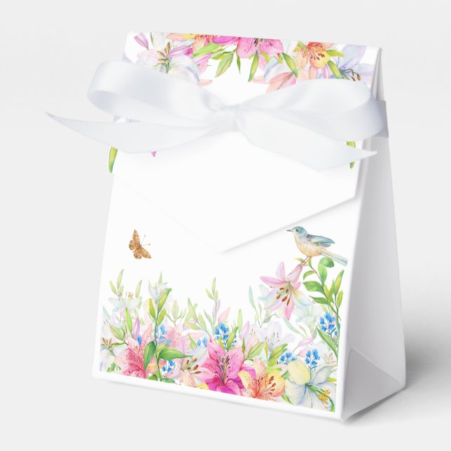 Caja Para Regalos Boda.Lilies y Aves acuarela (Front Side)