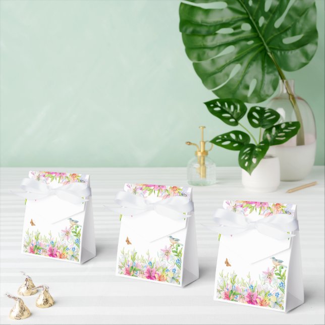 Caja Para Regalos Boda.Lilies y Aves acuarela (Múltiple)