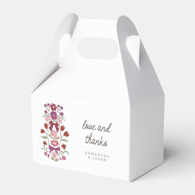 Caja Para Regalos Boda Magenta Bows Florals (Front Side)