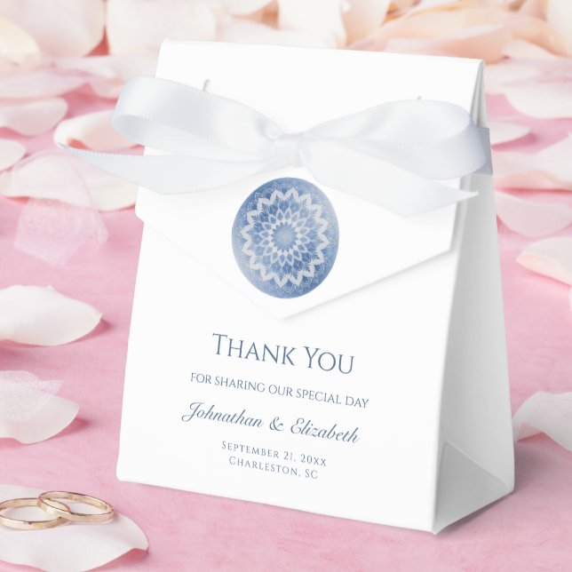 Caja Para Regalos Boda Mandala de Encaje Azul (Boda)