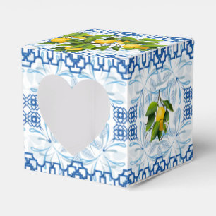 Caja Para Regalos Boda mediterráneo azul y limón blanco