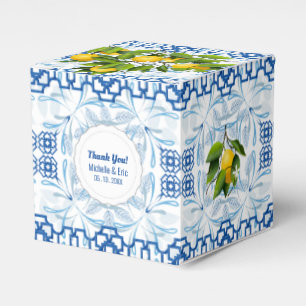 Caja Para Regalos Boda mediterráneo azul y limón blanco