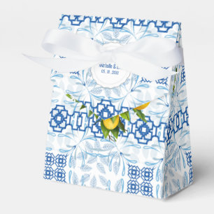 Caja Para Regalos Boda mediterráneo azul y limón blanco