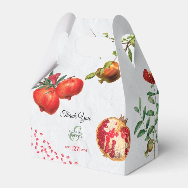 Caja Para Regalos Boda mediterráneo botánico de Red Pomegranate (Front Side)