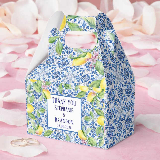 Caja Para Regalos Boda mediterráneo de lemones de azulejos portugues (Boda)