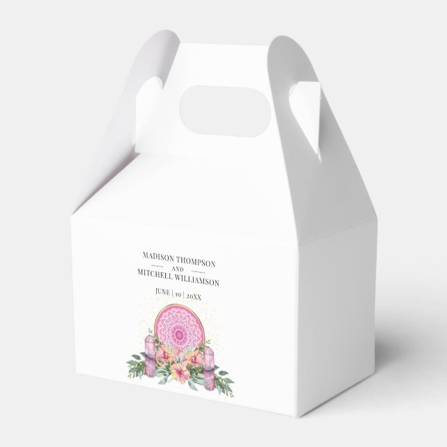 Caja Para Regalos Boda metafísico de cristales de Mandala floral ros (Front Side)