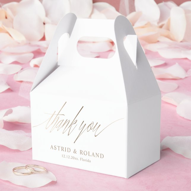 Caja Para Regalos Boda minimalista con caligrafía dorada falsa (Boda)