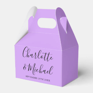 Caja Para Regalos Boda Minimalista con Guión de Firma Lila Lavanda