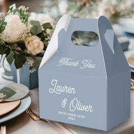 Caja Para Regalos Boda Minimalista de guión azul turbio