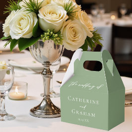 Caja Para Regalos Boda Minimalista de tipografía blanca verde sabio