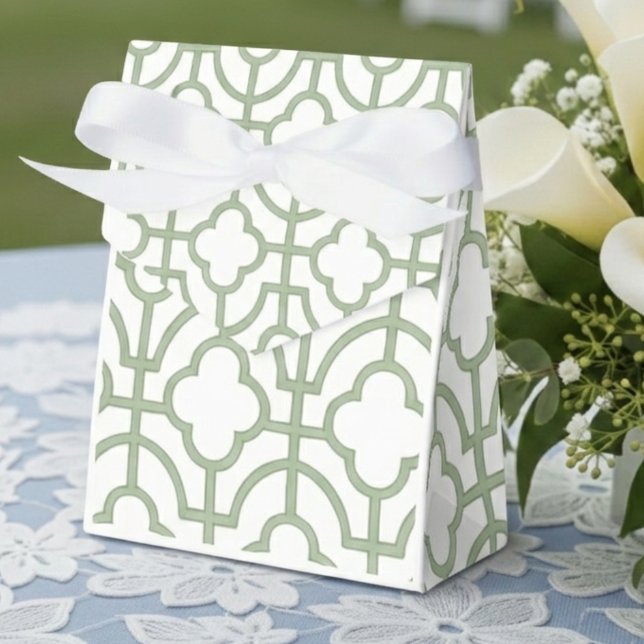 Caja Para Regalos Boda Moderna Chartreuse Cuatrofoils (Modern Chartreuse Quatrefoil Wedding Favor Boxes)