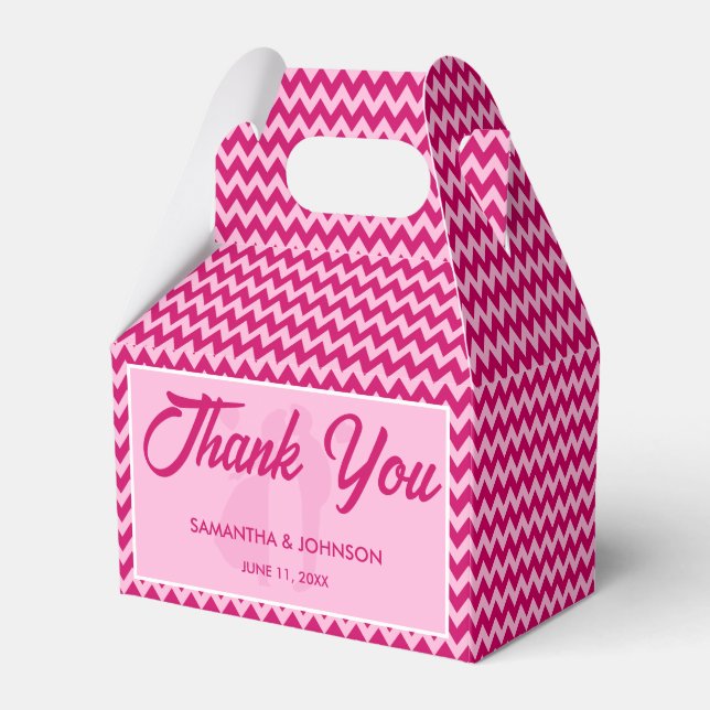 Caja Para Regalos Boda Moderna con Raya de Chevron Rosa Rubor (Front Side)