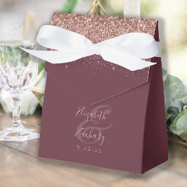 Caja Para Regalos Boda moderna de glitter de oro rosa y burdeos oscu