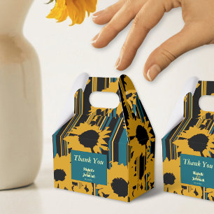 Caja Para Regalos Boda moderna girasol azul teal dorado