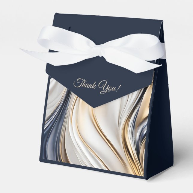 Caja Para Regalos Boda moderno-azul de oro blanco- (Front Side)