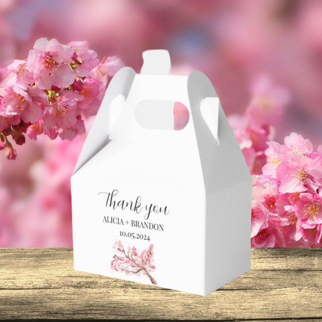 Caja Para Regalos Boda moderno con flores rosadas (Subido por el creador)
