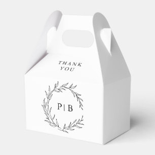 Caja Para Regalos Boda moderno de la hoja minimalista negra y blanca