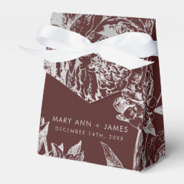 Caja Para Regalos Boda Moderno Floral Simple Borgoña