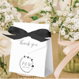 Caja Para Regalos Boda Monograma de la corona de corazón simple negr