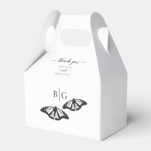 Caja Para Regalos Boda monograma de mariposa blanca minimalista