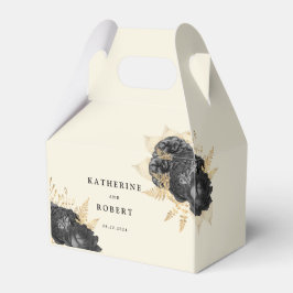 Caja Para Regalos Boda Monograma de Rosas acuarelas de oro negro