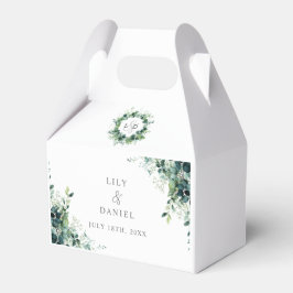 Caja Para Regalos Boda Monograma Floral de Eucalipto Rústico
