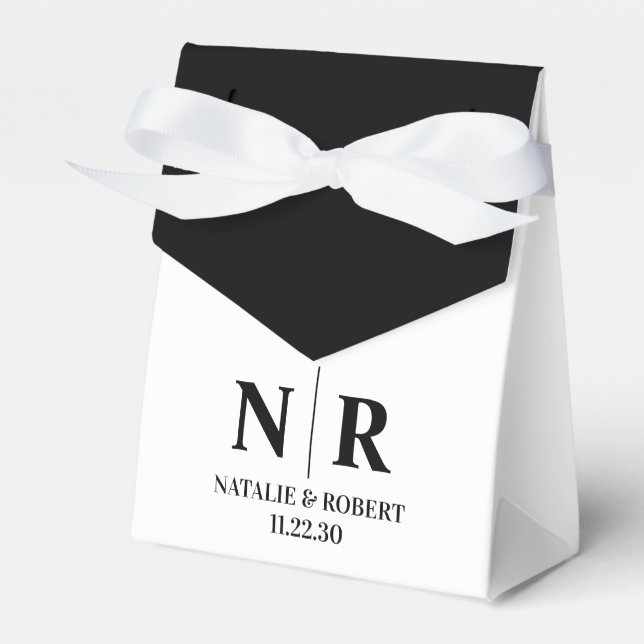 Caja Para Regalos Boda Monograma Novia Y Groom Iniciales Elegantes (Front Side)