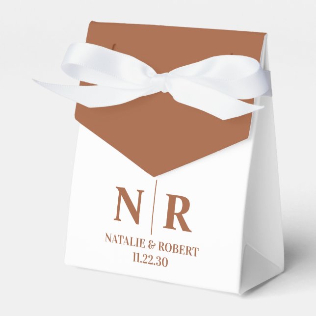 Caja Para Regalos Boda Monograma Novia Y Groom Iniciales Elegantes (Front Side)