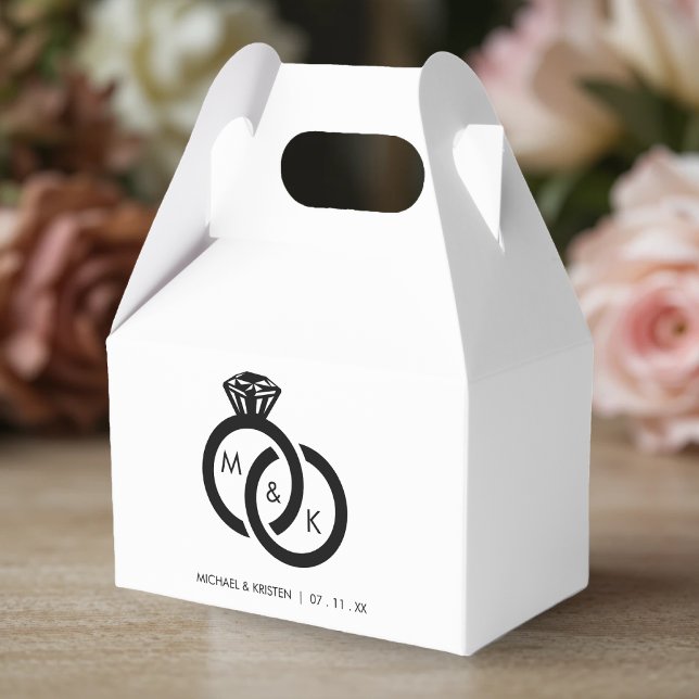 Caja Para Regalos Boda Monograma Pareja de Anillo de Diamantes (Diamond Ring Couple Monogram Wedding Favor Boxes
)