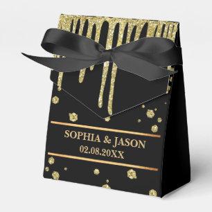 Caja Para Regalos Boda Monograma Purpurina Cute Oro